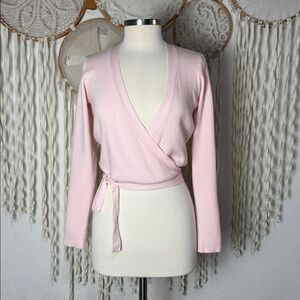 Harmonie by Capezio Light Pink Knit Long Sleeve Wrap Sweater Size M
